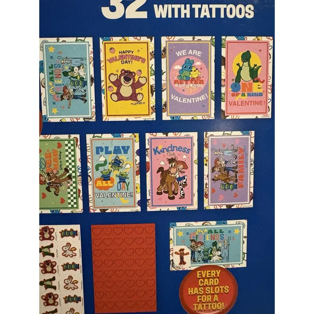 Disney Toy Story 32 Valentines w/Tattoos NEW Home School Teacher 3 Boxes
